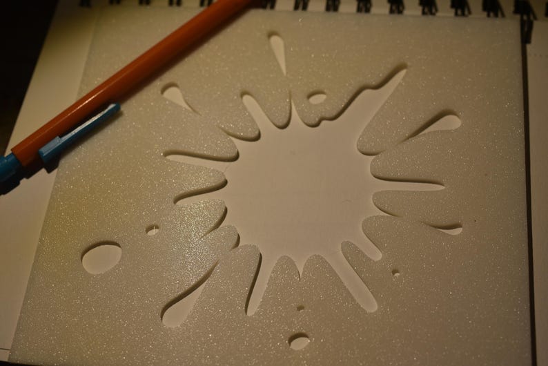 Abstract Splash Reusable Plastic Stencil | Custom Art & Craft Stencil | 3D Printed Drawing Template | Painting, Journaling, DIY Projects