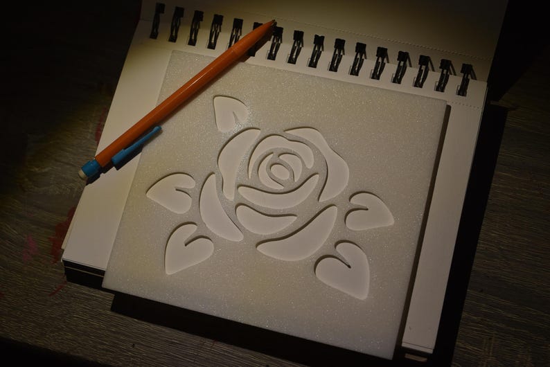 Roses Reusable Plastic Stencil | Custom Art & Craft Stencil | 3D Printed Drawing Template | Painting, Journaling, DIY Projects