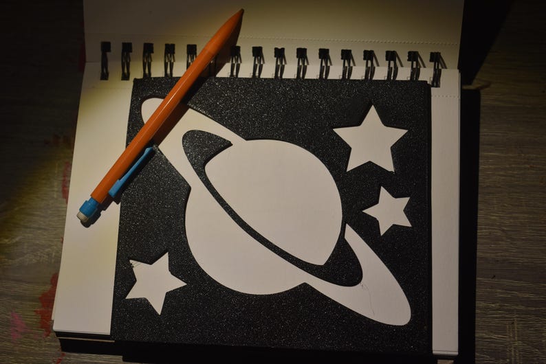 Planet Saturn Reusable Plastic Stencil | Custom Art & Craft Stencil | 3D Printed Drawing Template | Painting, Journaling, DIY Projects