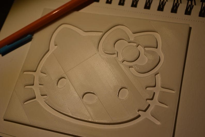 4 PACK Hello Kitty Reusable Plastic Stencil | Custom Art & Craft Stencil | 3D Printed Drawing Template | Painting, Journaling, DIY Projects