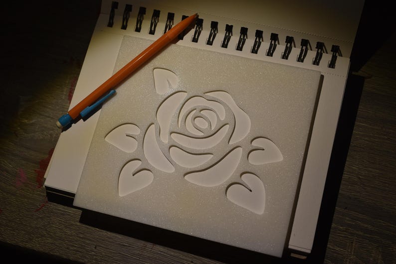 Roses Reusable Plastic Stencil | Custom Art & Craft Stencil | 3D Printed Drawing Template | Painting, Journaling, DIY Projects