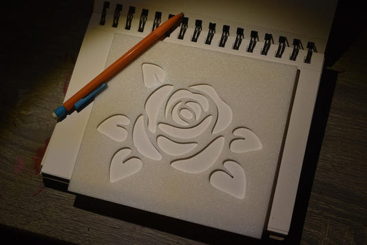 Roses Reusable Plastic Stencil | Custom Art & Craft Stencil | 3D Printed Drawing Template | Painting, Journaling, DIY Projects