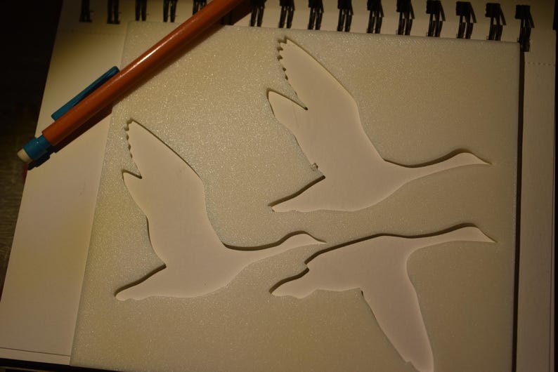 Geese Reusable Plastic Stencil | Custom Art & Craft Stencil | 3D Printed Drawing Template | Painting, Journaling, DIY Projects