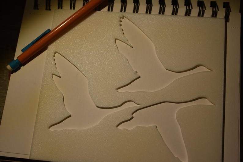 Geese Reusable Plastic Stencil | Custom Art & Craft Stencil | 3D Printed Drawing Template | Painting, Journaling, DIY Projects
