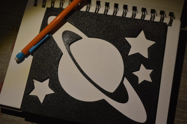 Planet Saturn Reusable Plastic Stencil | Custom Art & Craft Stencil | 3D Printed Drawing Template | Painting, Journaling, DIY Projects
