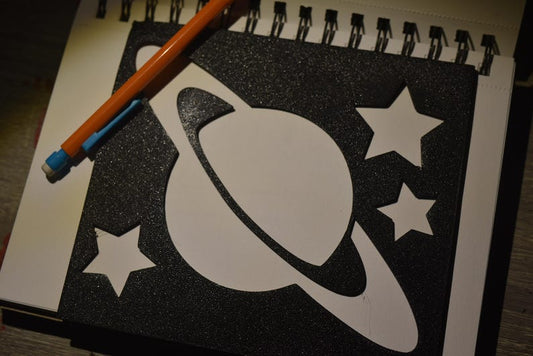 Planet Saturn Reusable Plastic Stencil | Custom Art & Craft Stencil | 3D Printed Drawing Template | Painting, Journaling, DIY Projects