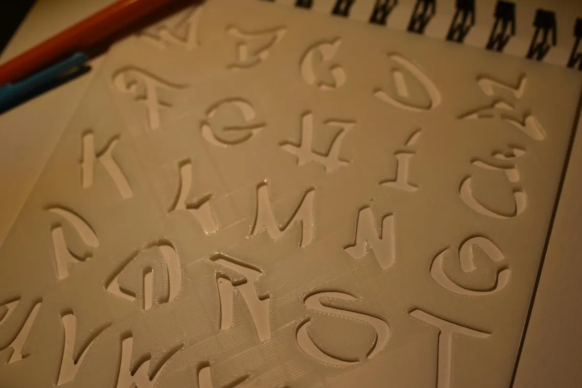 Graffiti Alphabet Reusable Plastic Stencil | Custom Art & Craft Stencil | 3D Printed Drawing Template | Painting, Journaling, DIY Projects