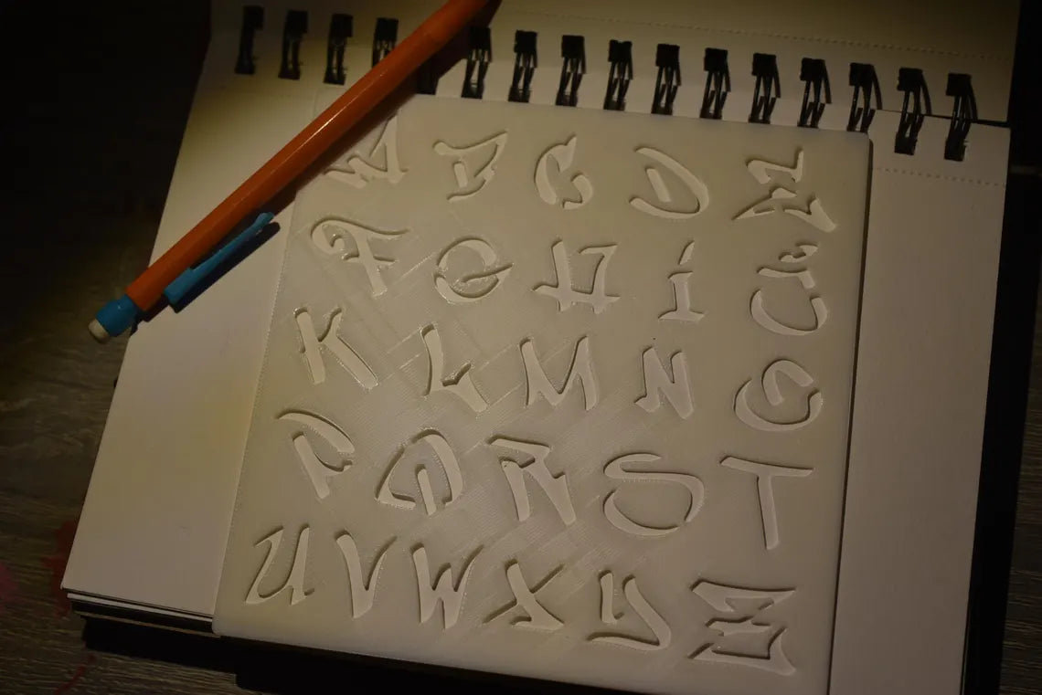 Graffiti Alphabet Reusable Plastic Stencil | Custom Art & Craft Stencil | 3D Printed Drawing Template | Painting, Journaling, DIY Projects
